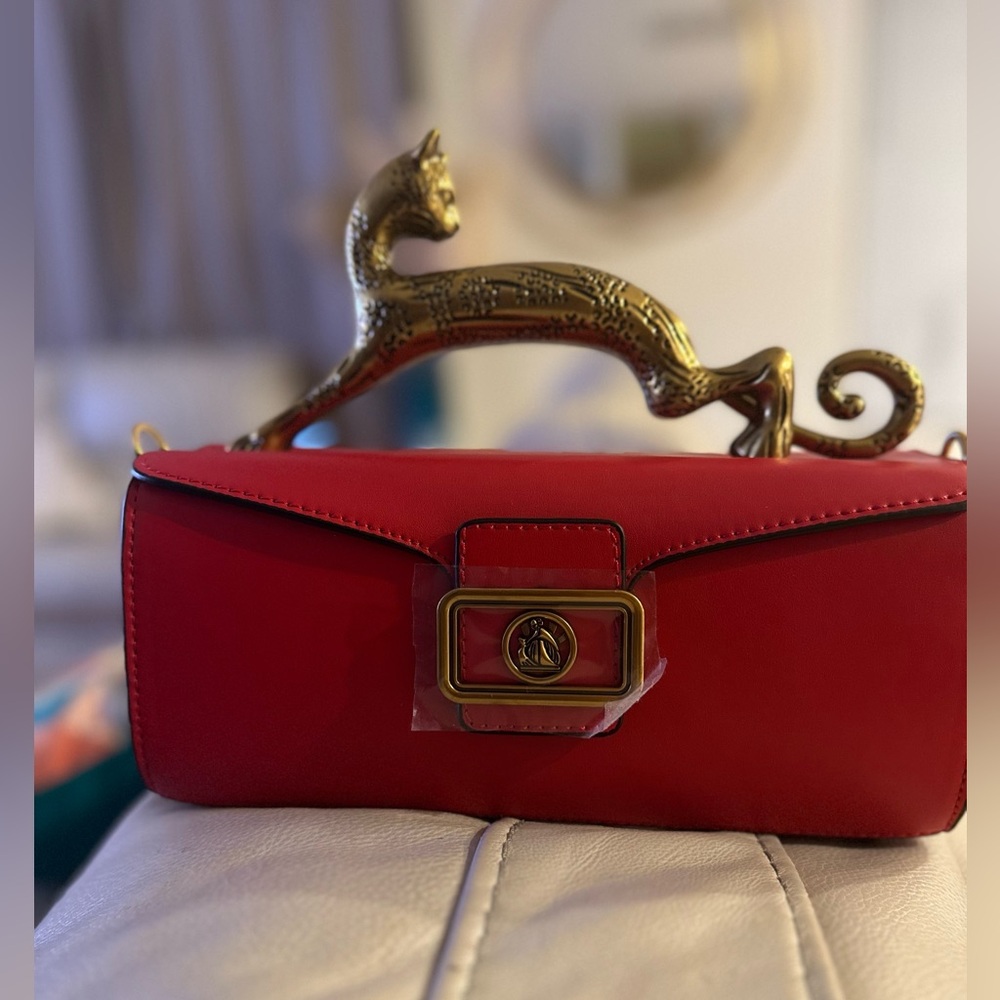 GENUINE LEATHER CAT HANDLE LUXURY CLUTCH BAG - Picture 7 of 15